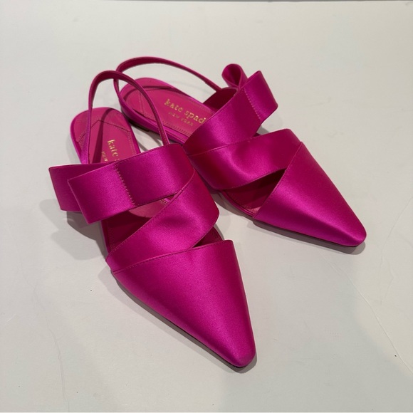 Kate Spade New York Bianca Slingback Pink Satin Women's Flats - Picture 2 of 6